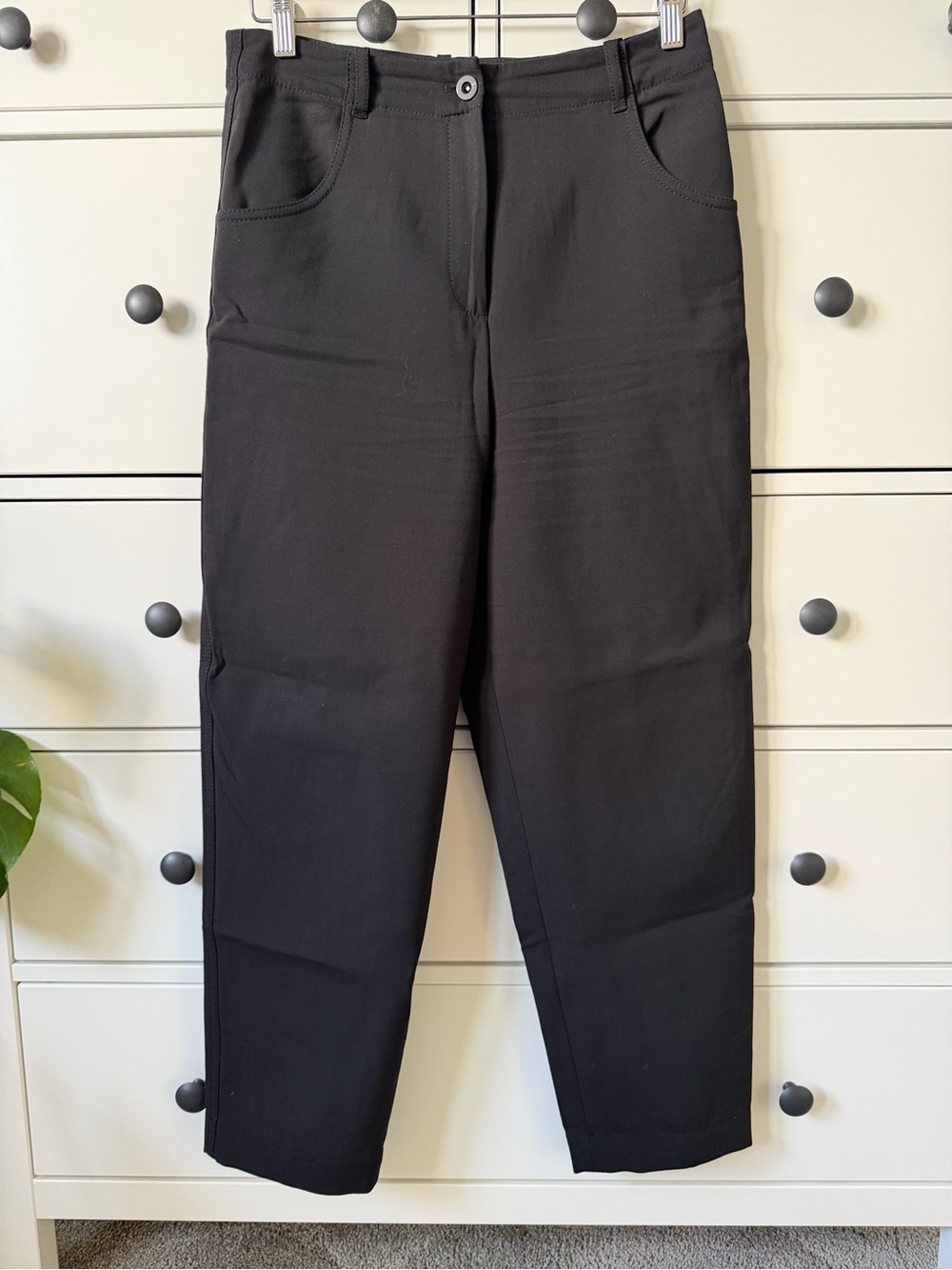 Massimo Dutti Black Stretch Barrel Leg Pants